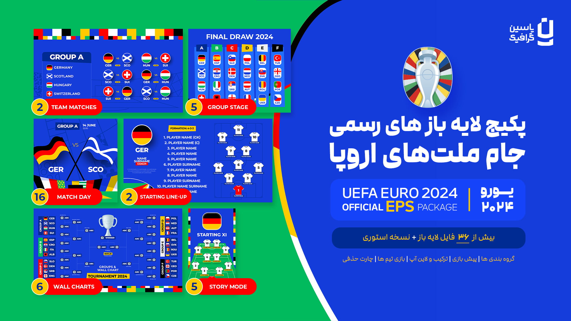 پکیج لایه باز های رسمی جام ملت های اروپا 2024